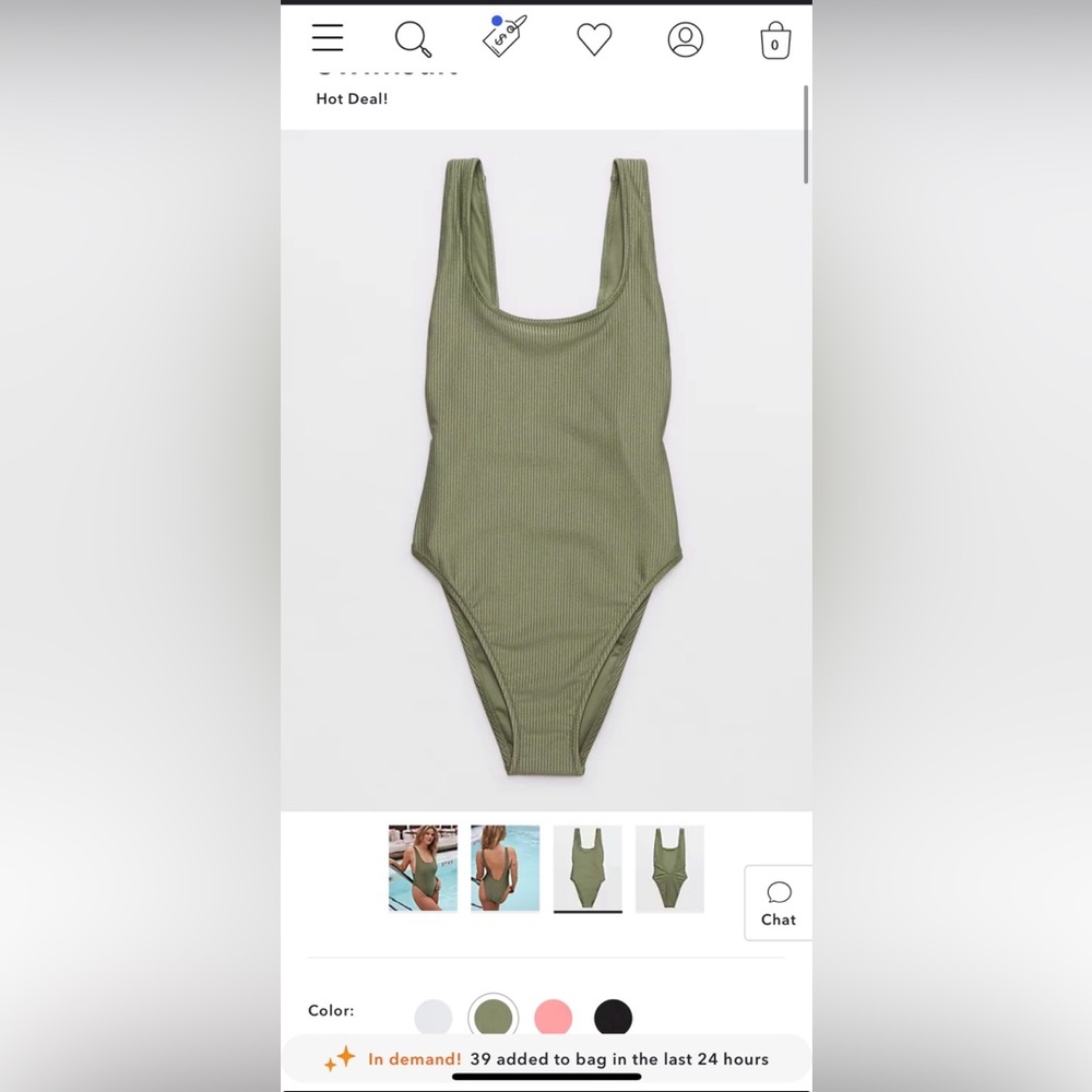 aerie Ribbed Olive Green One-Piece